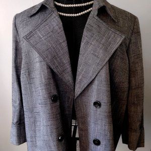 Kasper Tweed Drape Front Double Breasted Blazer Plus Size in 2X